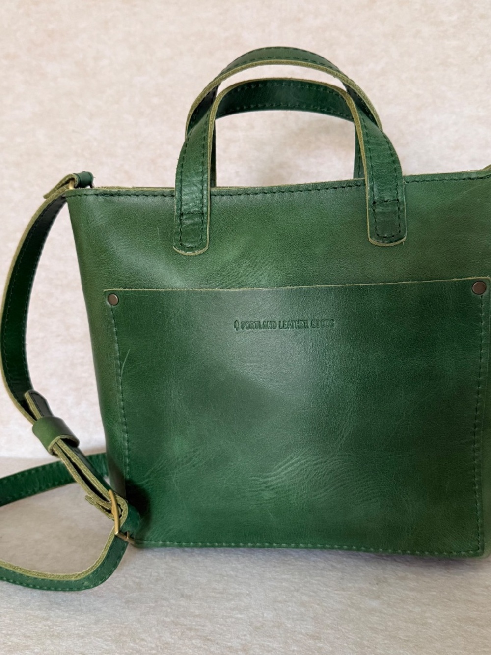 EUC Portland Leather Goods PLG Cowboy Mint Mini Crossbody Tote with Zipper - Picture 5 of 13